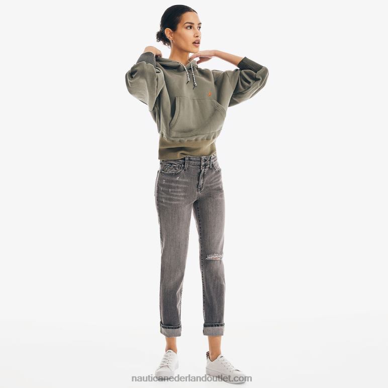 spijkerbroek co. echte flex mid-rise rechte denim kaki wassen Nautica 0828F1046 vrouwen