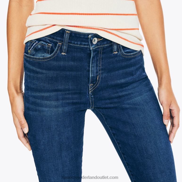 spijkerbroek co. echte flex mid-rise skinny denim saffier/donkergeel Nautica 0828F1049 vrouwen