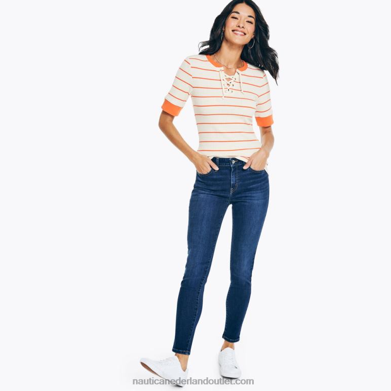 spijkerbroek co. echte flex mid-rise skinny denim saffier/donkergeel Nautica 0828F1049 vrouwen
