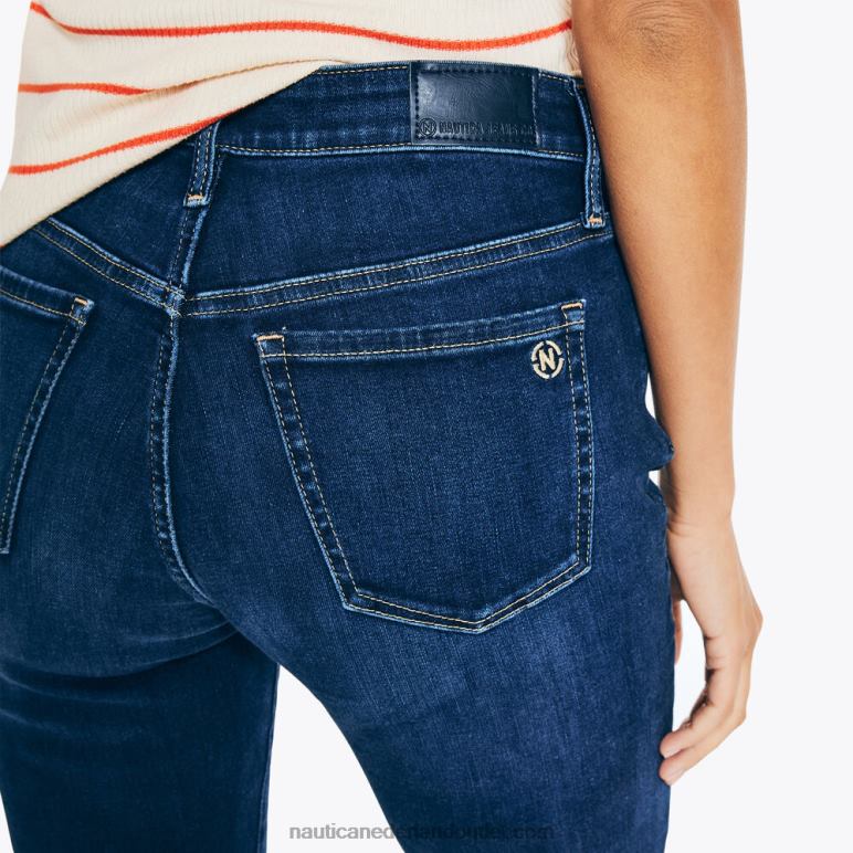 spijkerbroek co. echte flex mid-rise skinny denim saffier/donkergeel Nautica 0828F1049 vrouwen