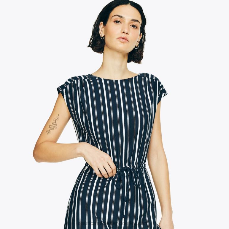 duurzaam vervaardigde gestreepte kriskrasjurk stellaire blauwe heide Nautica 0828F844 vrouwen