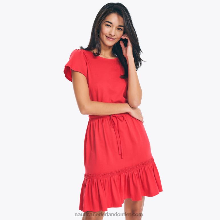 duurzaam vervaardigde gestreepte kriskrasjurk tomaat Nautica 0828F738 vrouwen
