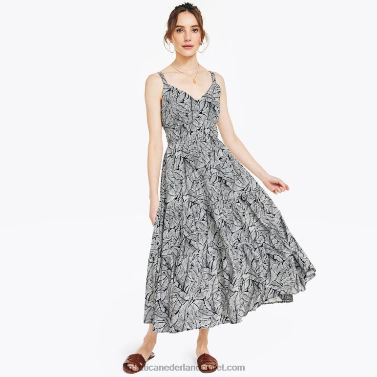 duurzaam vervaardigde jurk met tailleband en print echt zwart Nautica 0828F905 vrouwen