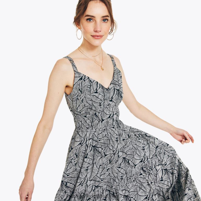 duurzaam vervaardigde jurk met tailleband en print echt zwart Nautica 0828F905 vrouwen