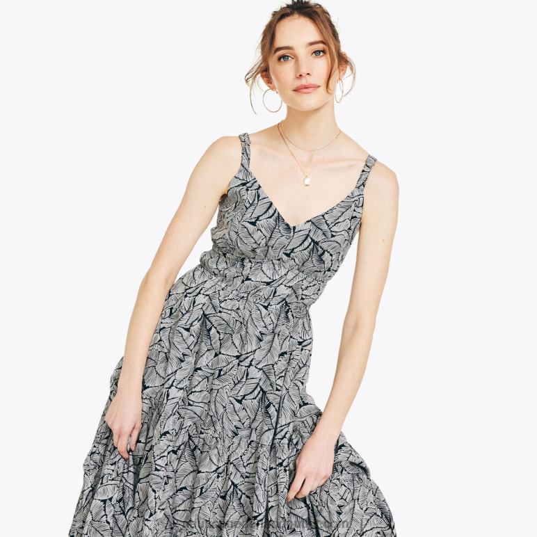 duurzaam vervaardigde jurk met tailleband en print echt zwart Nautica 0828F905 vrouwen