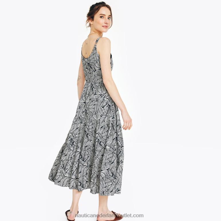 duurzaam vervaardigde jurk met tailleband en print echt zwart Nautica 0828F905 vrouwen