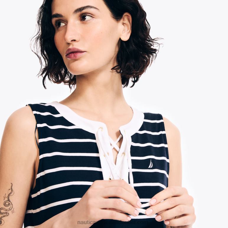 gestreepte tuniekjurk met veters stellaire blauwe heide Nautica 0828F888 vrouwen