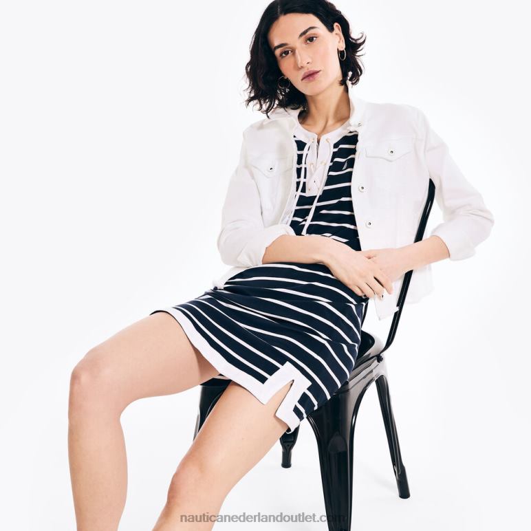 gestreepte tuniekjurk met veters stellaire blauwe heide Nautica 0828F888 vrouwen