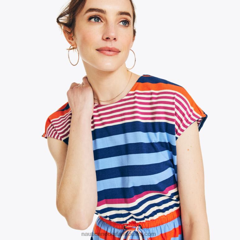 gestreepte twist-back jurk amandel Nautica 0828F841 vrouwen