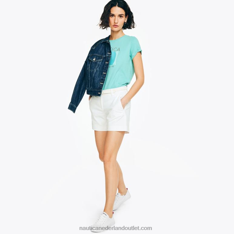 15 cm korte broek van stretchkeperstof Helder wit Nautica 0828F745 vrouwen