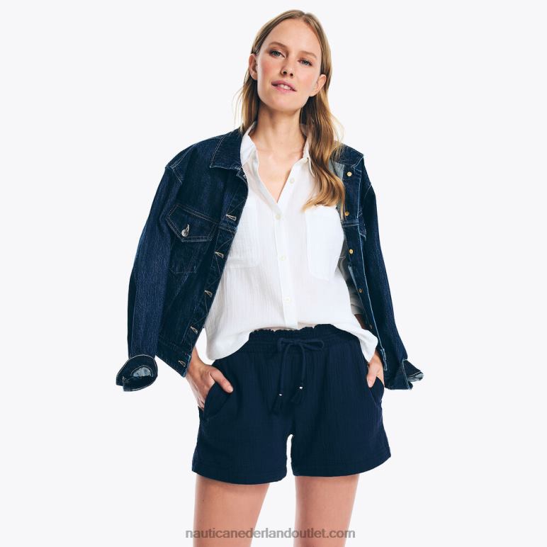 Gesmokte short van 4,5 inch stellaire blauwe heide Nautica 0828F939 vrouwen