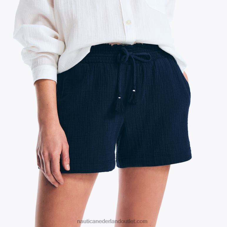 Gesmokte short van 4,5 inch stellaire blauwe heide Nautica 0828F939 vrouwen