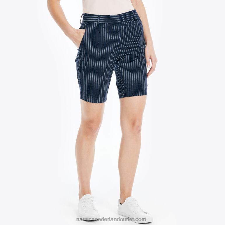 Gestreepte short van 25 cm stretch-keperstof met print stellaire blauwe heide Nautica 0828F764 vrouwen