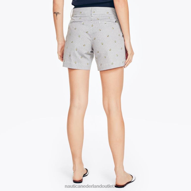 Korte broek van 15 cm stretch-keperstof met print Helder wit Nautica 0828F958 vrouwen