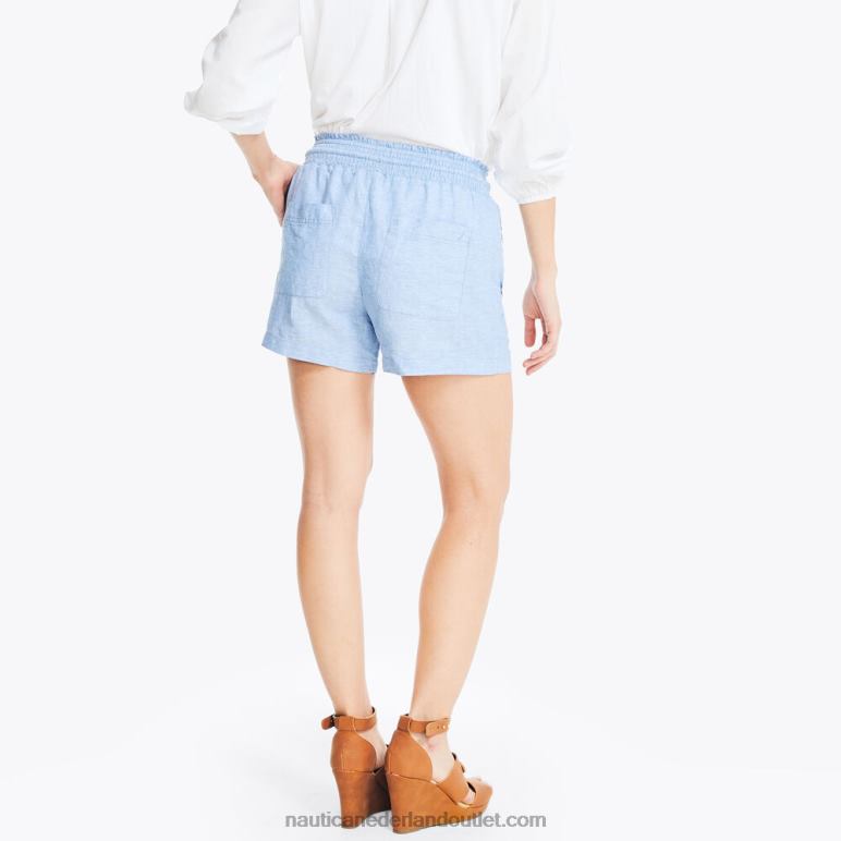 duurzaam vervaardigde 4,5\" gesmokte pull-on linnen short medium wassen Nautica 0828F938 vrouwen