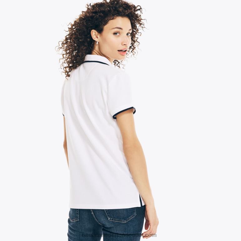 duurzaam vervaardigd oceaan poloshirt met splithals Helder wit Nautica 0828F734 vrouwen