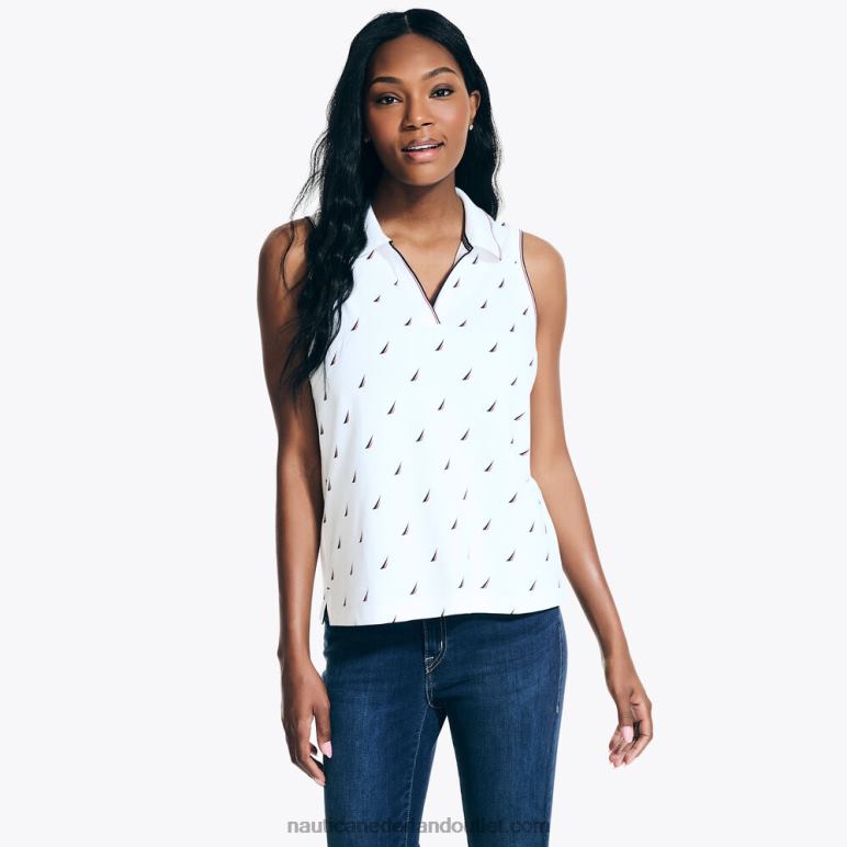 j-class mouwloze polo met splithals en print Helder wit Nautica 0828F890 vrouwen