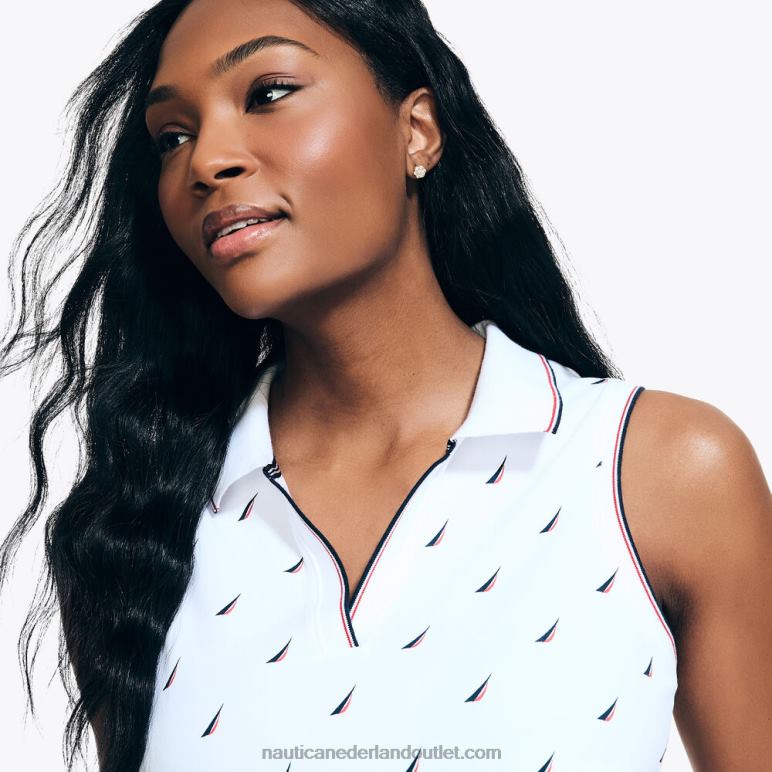j-class mouwloze polo met splithals en print Helder wit Nautica 0828F890 vrouwen