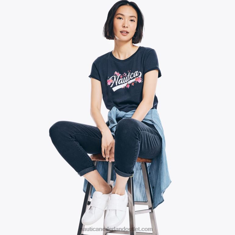 T-shirt met bloemenlogo stellaire blauwe heide Nautica 0828F998 vrouwen