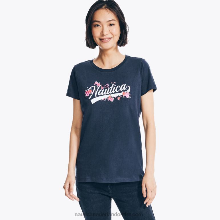 T-shirt met bloemenlogo stellaire blauwe heide Nautica 0828F998 vrouwen