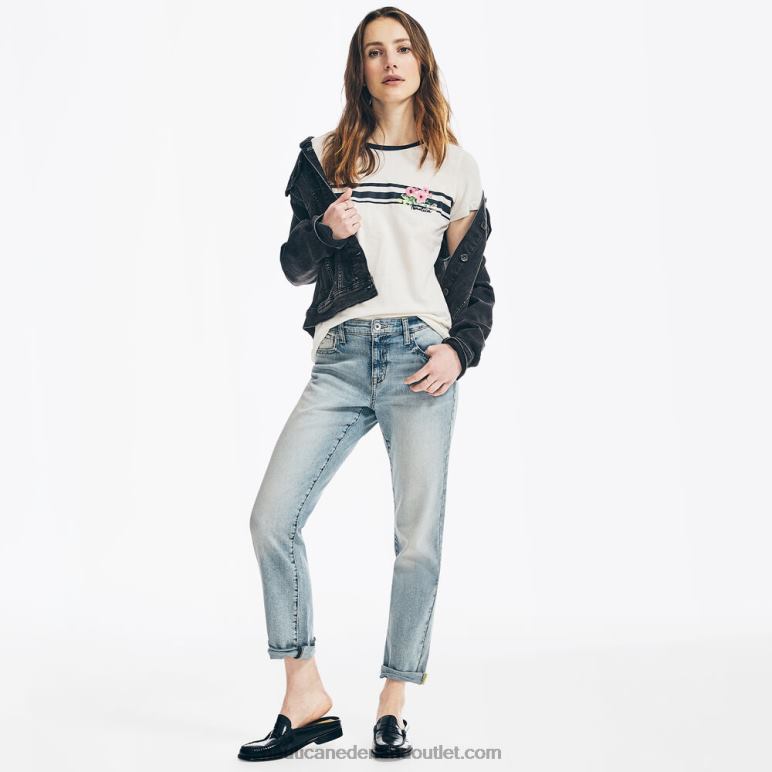 T-shirt met geborduurde bloemenprint op de borst heemst Nautica 0828F819 vrouwen