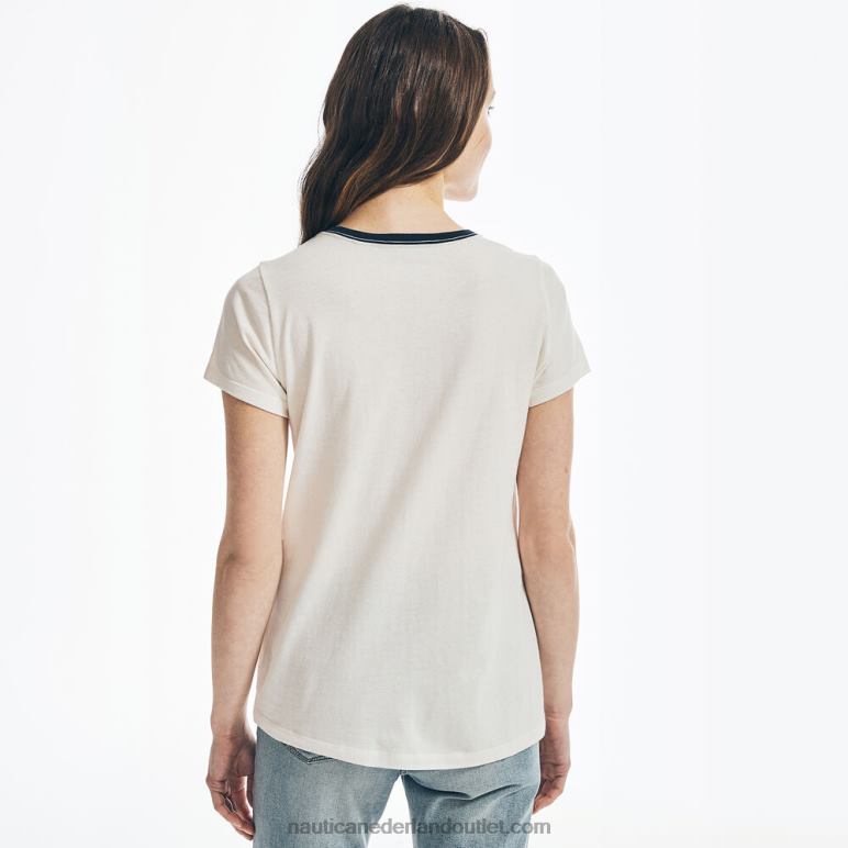 T-shirt met geborduurde bloemenprint op de borst heemst Nautica 0828F819 vrouwen