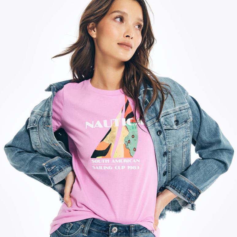 T-shirt met grafisch j-class-logo elektrisch paars Nautica 0828F808 vrouwen