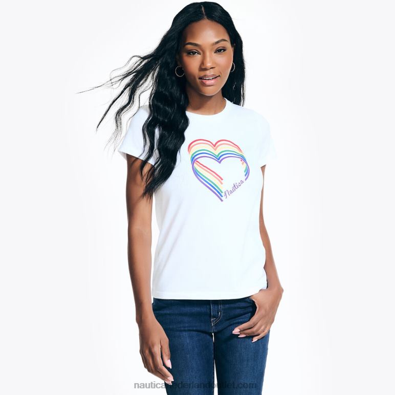 duurzaam vervaardigd T-shirt met Pride-logo Helder wit Nautica 0828F128 vrouwen