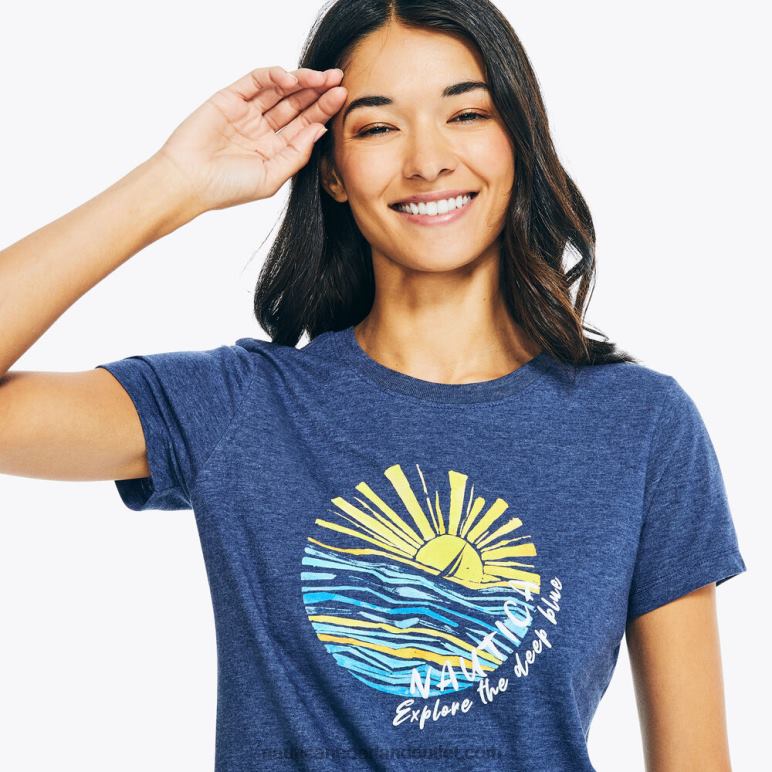 duurzaam vervaardigd T-shirt met bladerdeegprint voor stranddagen rollende rivier wassen Nautica 0828F991 vrouwen