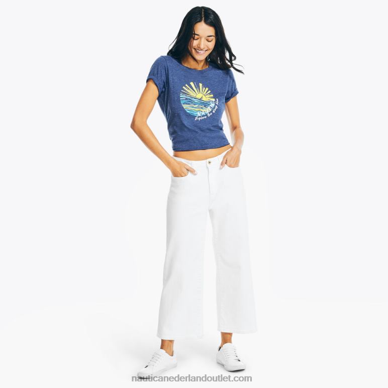 duurzaam vervaardigd T-shirt met bladerdeegprint voor stranddagen rollende rivier wassen Nautica 0828F991 vrouwen