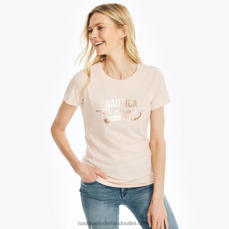 duurzaam vervaardigd T-shirt met erfgoedfolielogo boog bordeaux Nautica 0828F937 vrouwen