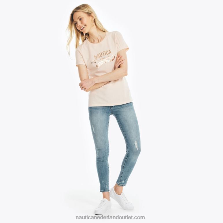 duurzaam vervaardigd T-shirt met erfgoedfolielogo boog bordeaux Nautica 0828F937 vrouwen