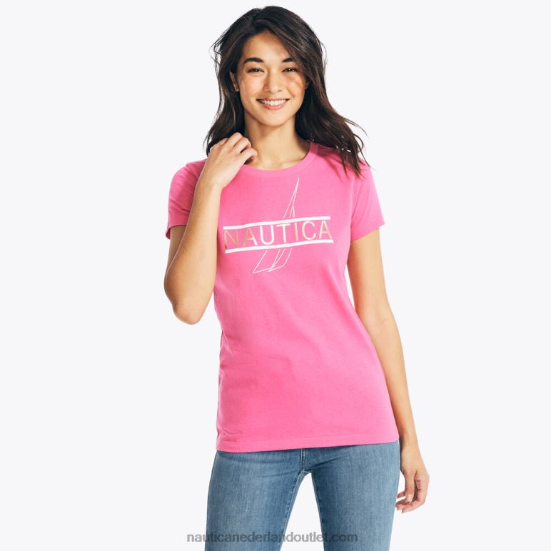 duurzaam vervaardigd T-shirt met folielogo boog bordeaux Nautica 0828F1025 vrouwen