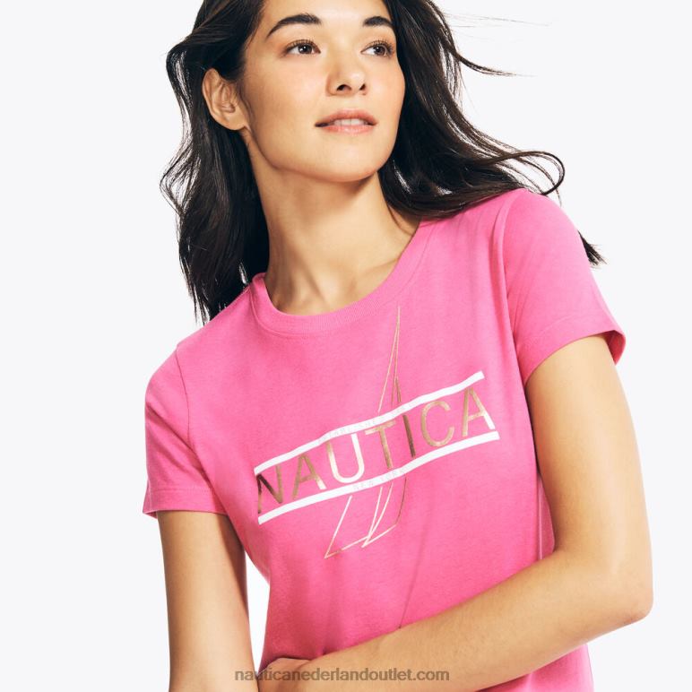 duurzaam vervaardigd T-shirt met folielogo boog bordeaux Nautica 0828F1025 vrouwen