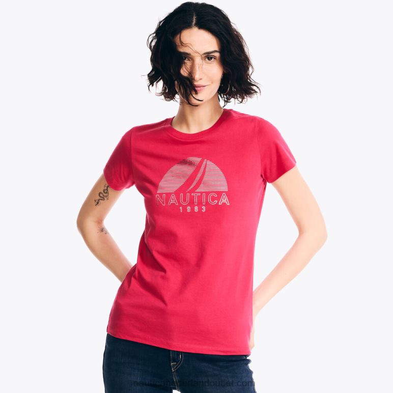 duurzaam vervaardigd T-shirt met folielogo matroos rood Nautica 0828F954 vrouwen