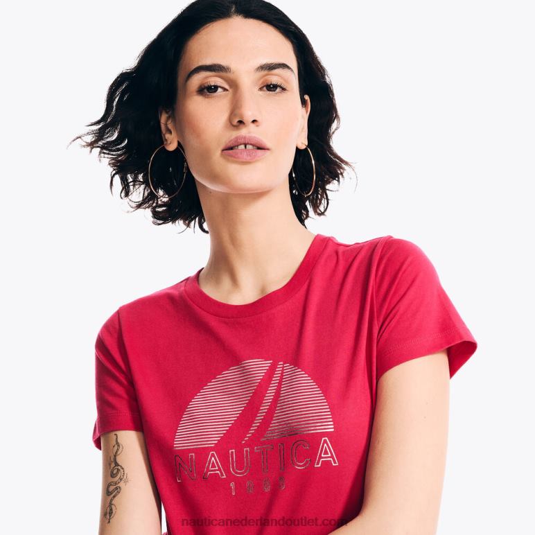 duurzaam vervaardigd T-shirt met folielogo matroos rood Nautica 0828F954 vrouwen