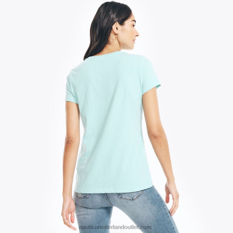 duurzaam vervaardigd T-shirt met geborduurd bloemenlogo licht tij water wassen Nautica 0828F1024 vrouwen