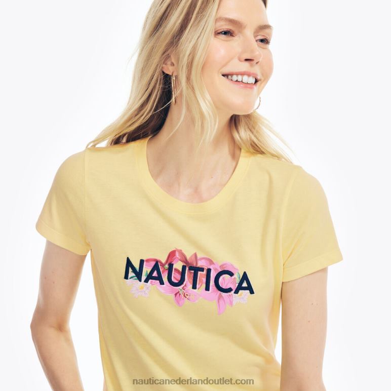 duurzaam vervaardigd T-shirt met geborduurd bloemenlogo zonneschijn Nautica 0828F780 vrouwen