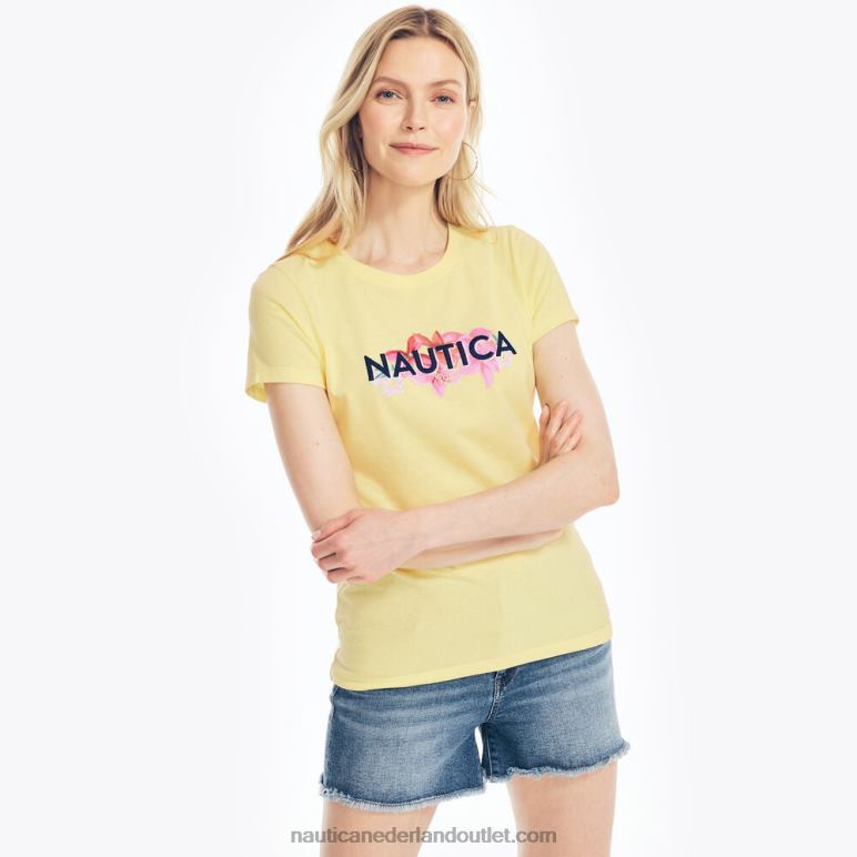 duurzaam vervaardigd T-shirt met geborduurd bloemenlogo zonneschijn Nautica 0828F780 vrouwen