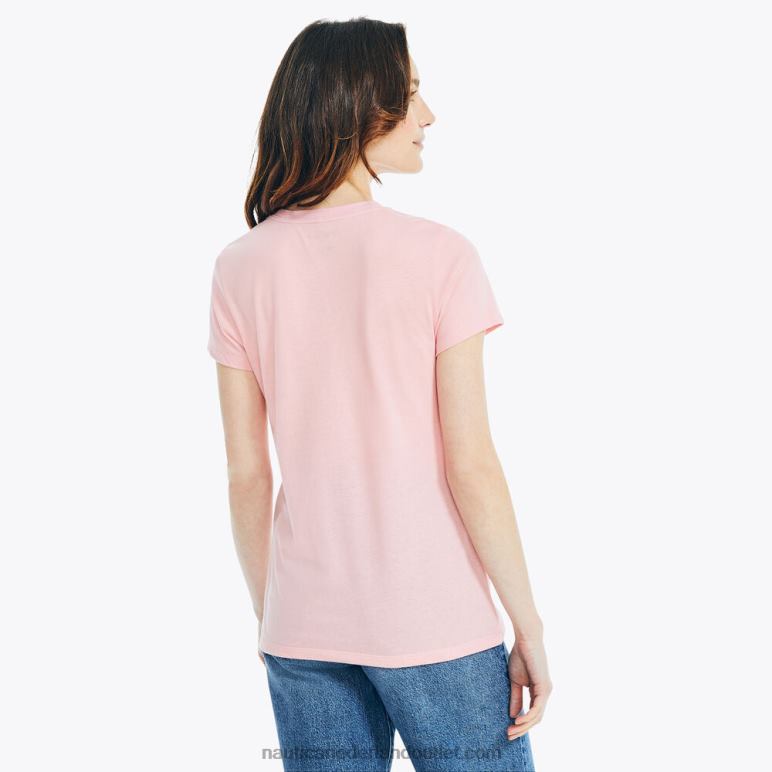 duurzaam vervaardigd T-shirt met geborduurd logo prisma roze Nautica 0828F1013 vrouwen
