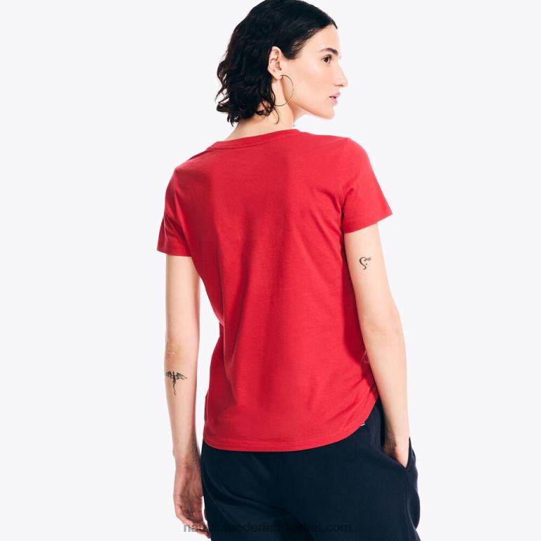 duurzaam vervaardigd T-shirt met glitterlogo tomales rood Nautica 0828F801 vrouwen