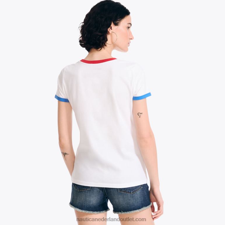 duurzaam vervaardigd T-shirt met grafisch logo op de borst Helder wit Nautica 0828F863 vrouwen