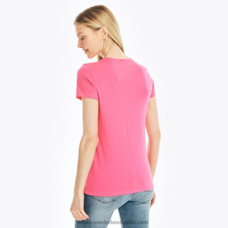 duurzaam vervaardigd T-shirt met logo in bloemenfolie cabane roze Nautica 0828F795 vrouwen