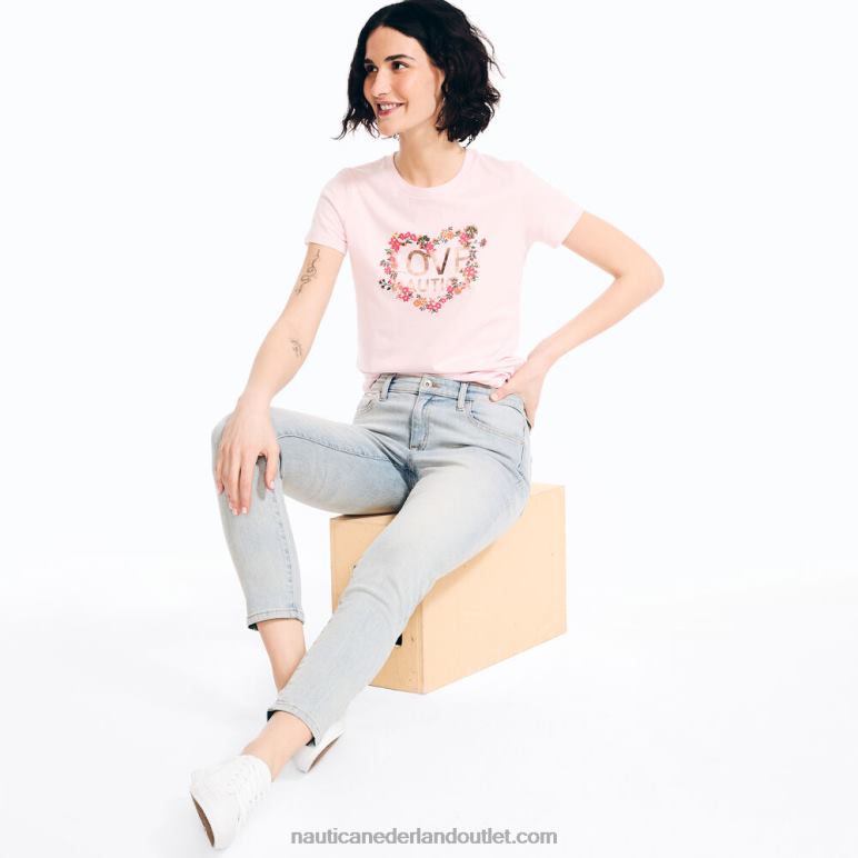 duurzaam vervaardigd T-shirt met logo in bloemenfolie karmozijnrood Nautica 0828F921 vrouwen