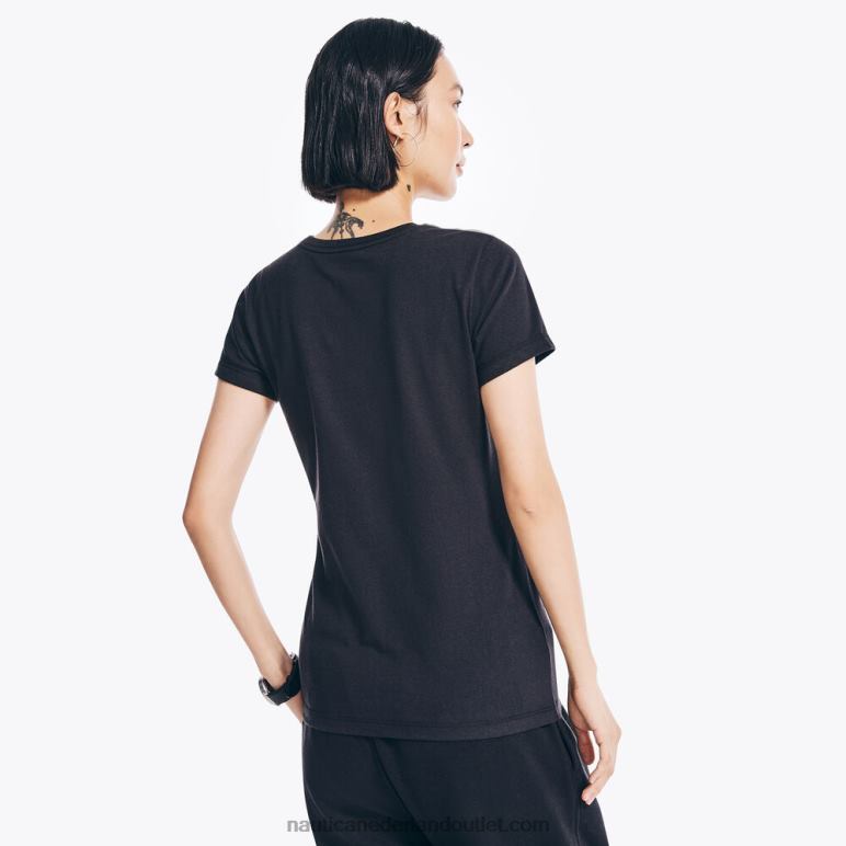 duurzaam vervaardigd T-shirt met logo in folie met bloemenprint echt zwart Nautica 0828F837 vrouwen