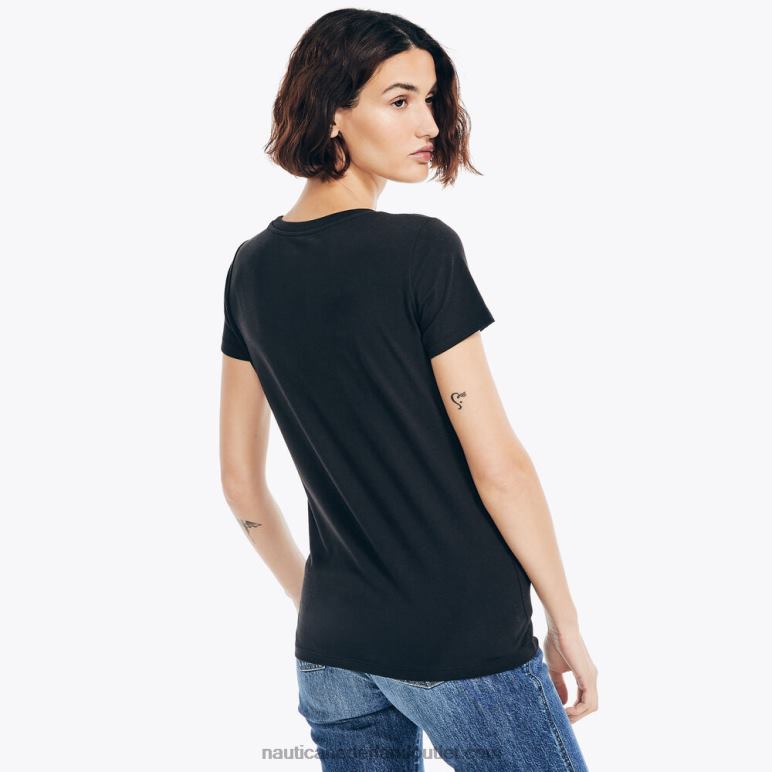 duurzaam vervaardigd T-shirt met logo in folie met bloemenprint echt zwart Nautica 0828F947 vrouwen