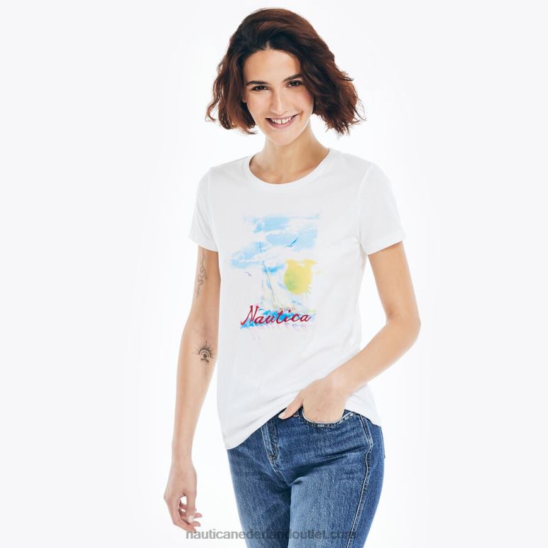 duurzaam vervaardigd ocean vibes grafisch t-shirt Helder wit Nautica 0828F768 vrouwen