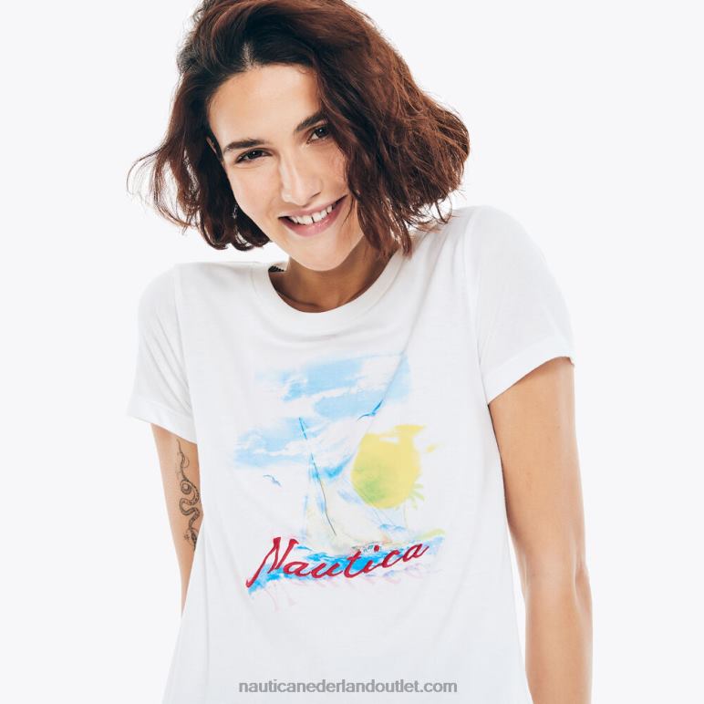 duurzaam vervaardigd ocean vibes grafisch t-shirt Helder wit Nautica 0828F768 vrouwen