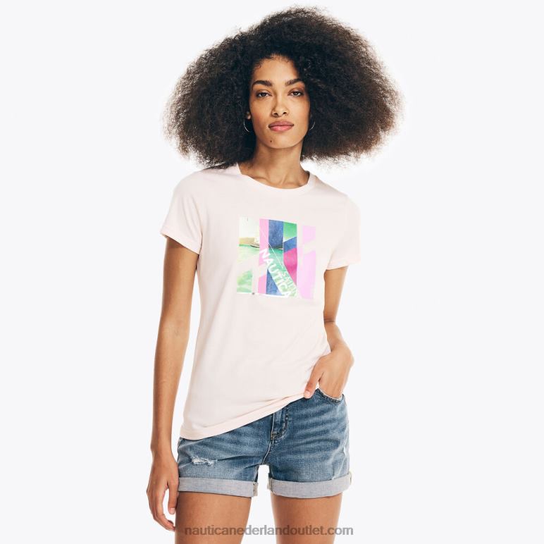 duurzaam vervaardigd t-shirt met foliefoto van oceaanfoto's boog bordeaux Nautica 0828F867 vrouwen