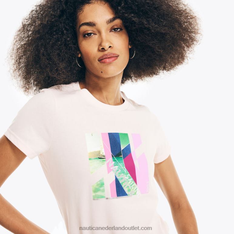 duurzaam vervaardigd t-shirt met foliefoto van oceaanfoto\'s boog bordeaux Nautica 0828F867 vrouwen